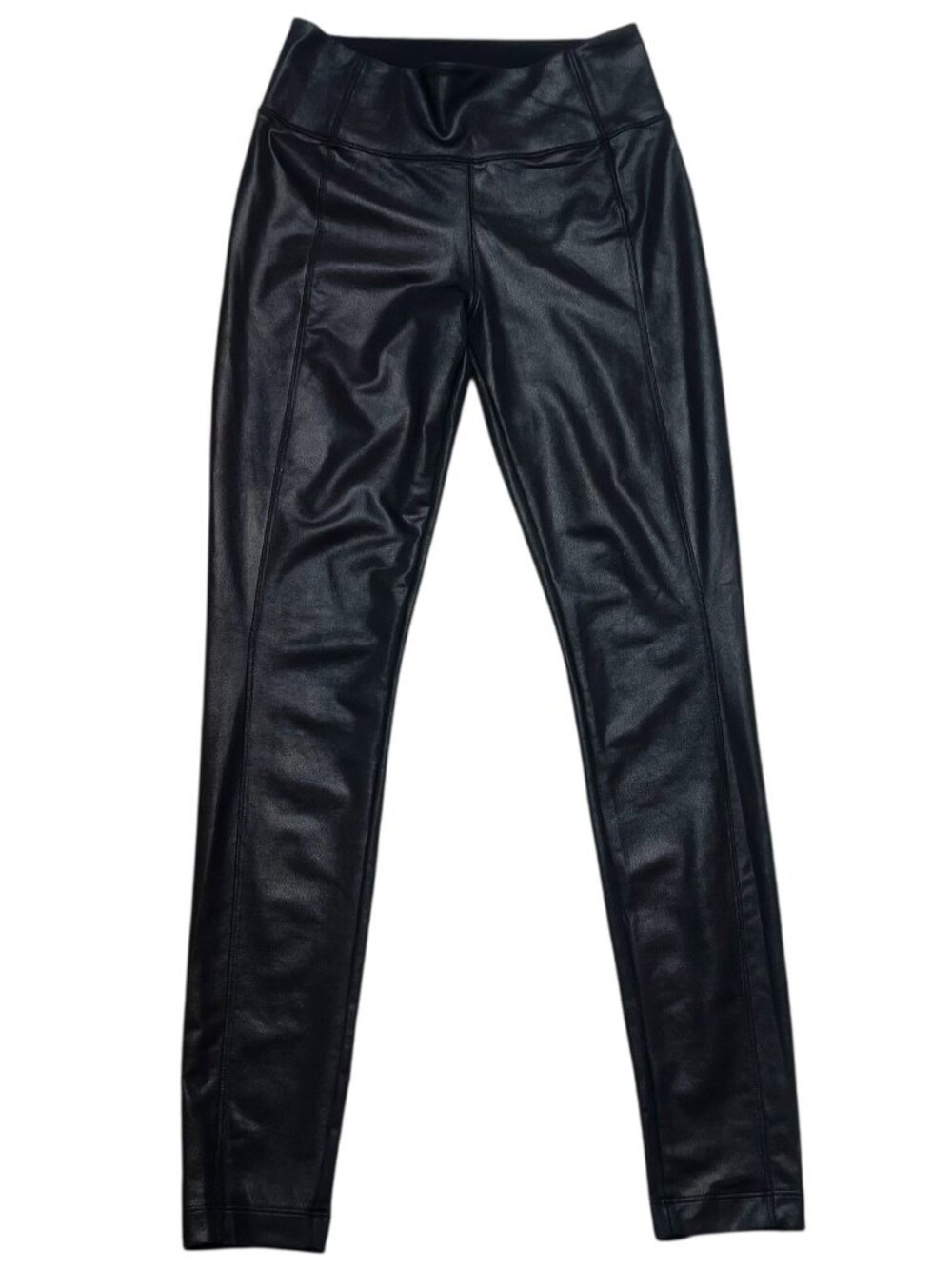 Athleta Delancey Gleam Tight Womens Size XS Black Faux Leather Look